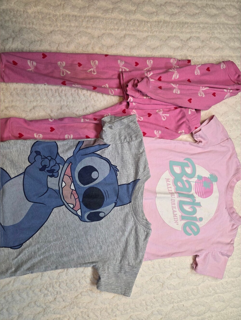 Toddler Girl 3T Bundle Barbie Tee Stitch Tee Wonder Nation Pajama Set 4pc